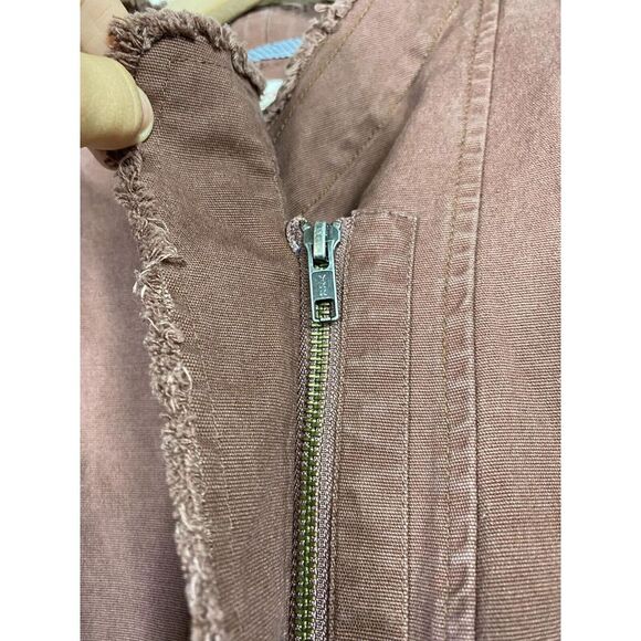 Sundance Women Asymmetrical Zip Fringe Brown Sz 14 Stretch Cotton Boho Western - Picture 3 of 5